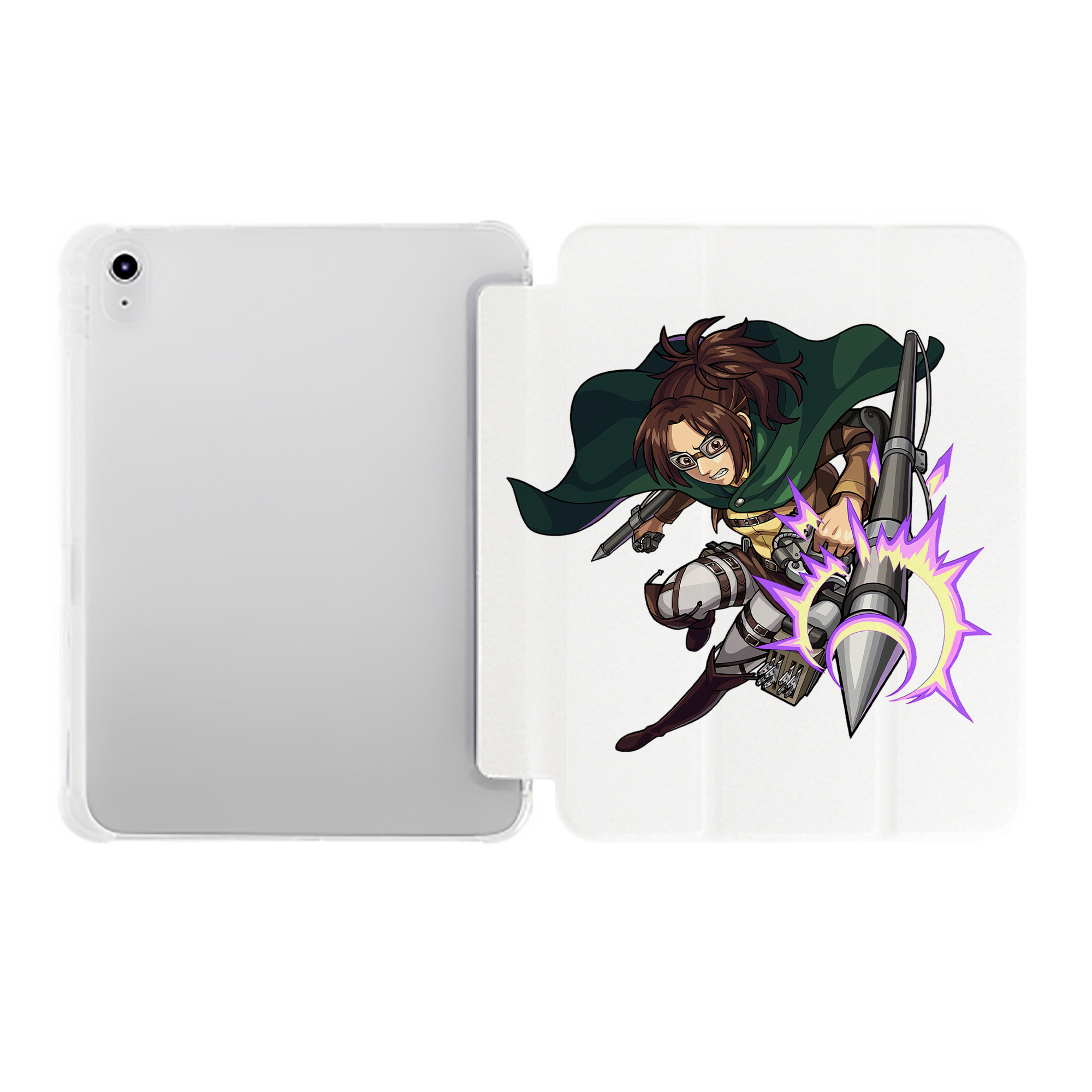 （画像用） 進撃の巨人 ハンジ·ゾエ Attack on Titan Hanji Zoe IPad ケース ペン収納付き 三つ折りスタンド PUレザー×シリコン 対応機種9.5/10.5/10.9インチ